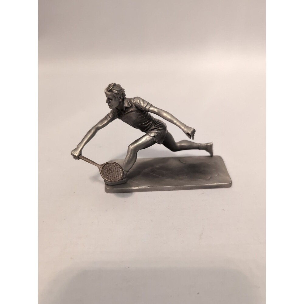 Vintage Lance Fine Pewter Tennis Player Sculpture Albert Petitto Signed 1976